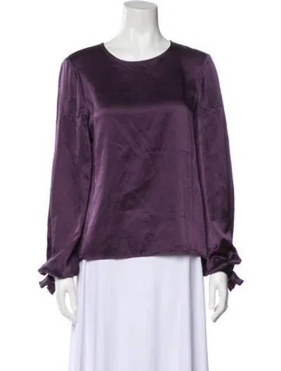 Pre-owned Carolina Herrera Silk Crew Neck Blouse In Purple