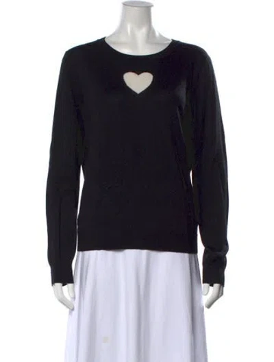 Pre-owned Carolina Herrera Silk Crew Neck Sweater In Black