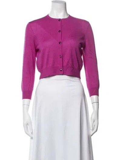 Pre-owned Carolina Herrera Silk Crew Neck Sweater In Purple