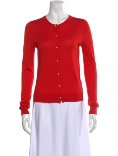 Pre-owned Carolina Herrera Silk Crew Neck Sweater In Red