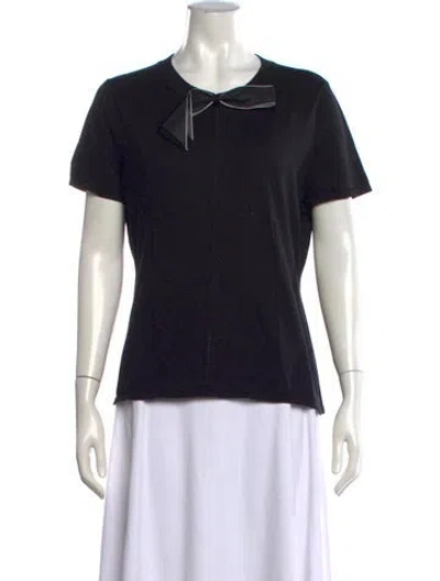 Pre-owned Carolina Herrera Silk Crew Neck T-shirt In Black