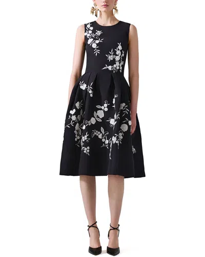 Carolina Herrera Silk Crewneck Dress In Black