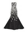 CAROLINA HERRERA SILK EMBELLISHED FLORAL GOWN