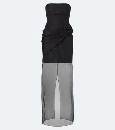 Carolina Herrera Silk Faille And Organza Bustier Gown In Black