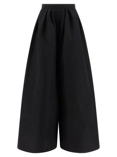 Carolina Herrera Silk Faille Pleated Palazzo Pants In Black