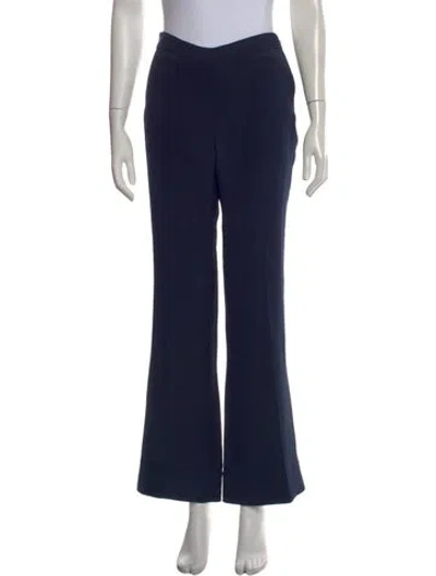 Pre-owned Carolina Herrera Silk Flared Pants In Blue