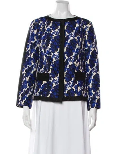 Pre-owned Carolina Herrera Silk Floral Print Jacket In Neutral