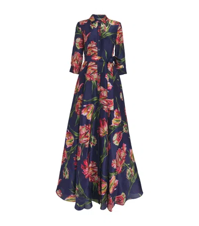 CAROLINA HERRERA SILK FLORAL TRENCH GOWN