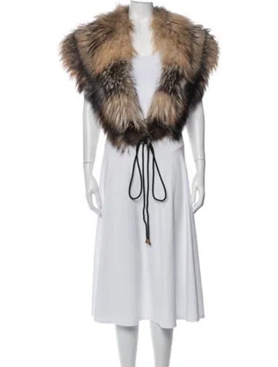 Pre-owned Carolina Herrera Silk Fur Coat In Brown