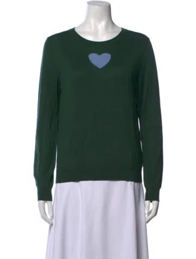 Pre-owned Carolina Herrera Silk Graphic Print Sweater In Green