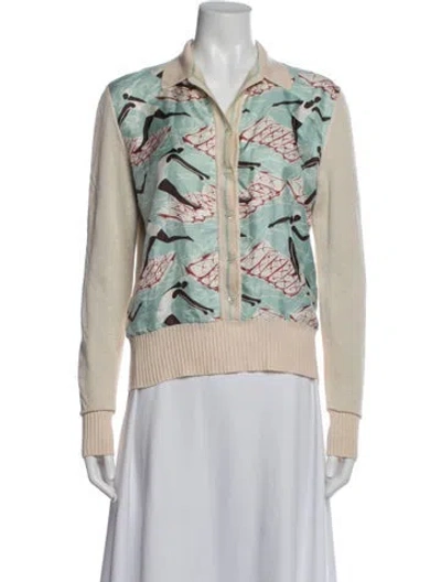 Pre-owned Carolina Herrera Silk Graphic Print Sweater In Multicolor