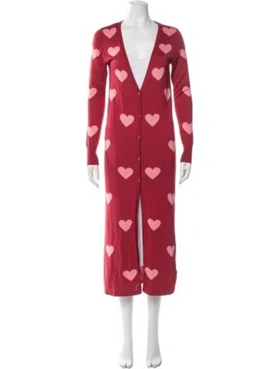 Pre-owned Carolina Herrera Silk Graphic Print Sweater In Red