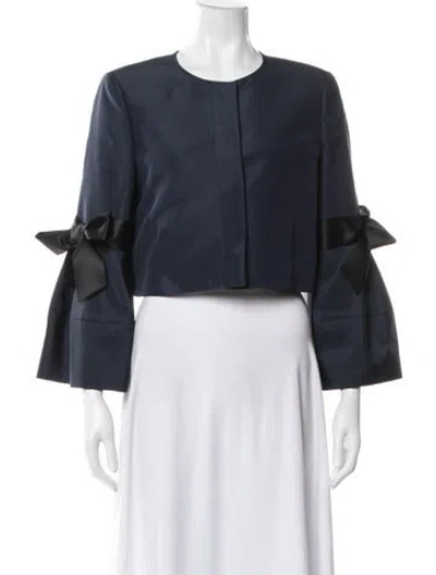 Pre-owned Carolina Herrera Silk Jacket In Blue