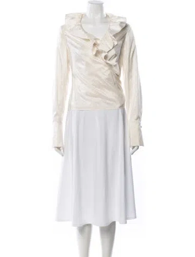 Pre-owned Carolina Herrera Silk Jacket In White