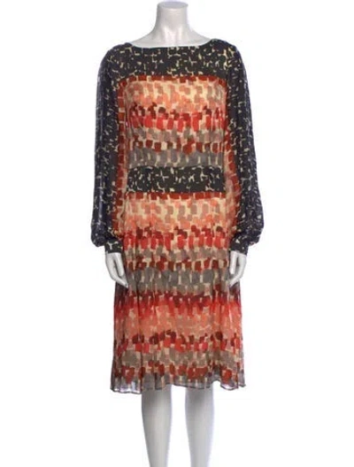 Pre-owned Carolina Herrera Silk Knee-length Dress