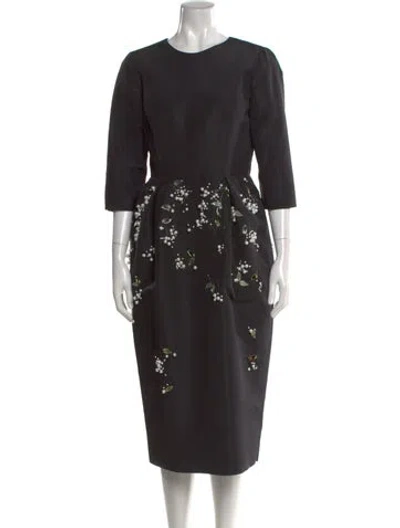 Pre-owned Carolina Herrera Silk Knee-length Dress In Black