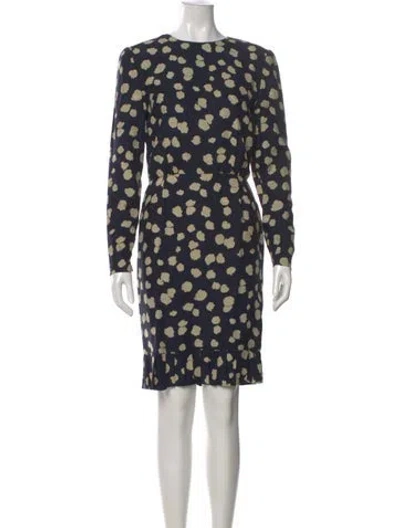 Pre-owned Carolina Herrera Silk Knee-length Dress In Blue