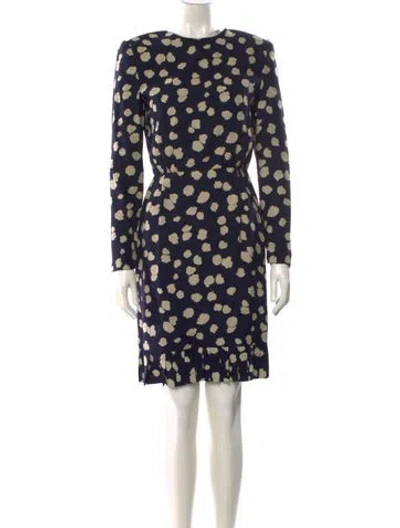 Pre-owned Carolina Herrera Silk Knee-length Dress In Blue