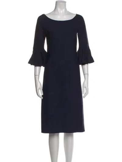 Pre-owned Carolina Herrera Silk Knee-length Dress In Blue