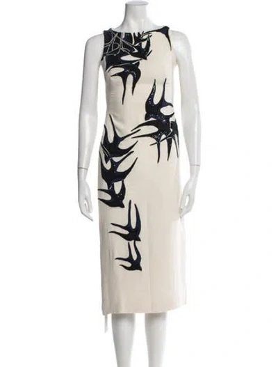 Pre-owned Carolina Herrera Silk Knee-length Dress In Blue