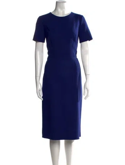 Pre-owned Carolina Herrera Silk Knee-length Dress In Blue