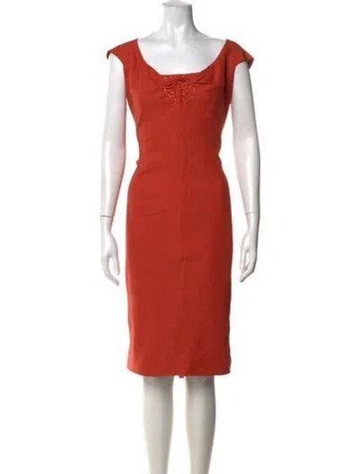 Pre-owned Carolina Herrera Silk Knee-length Dress In Orange