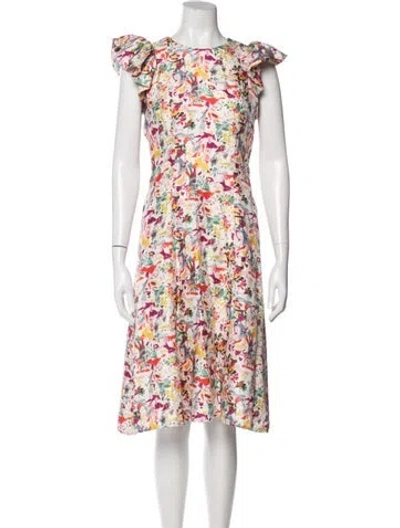 Pre-owned Carolina Herrera Silk Knee-length Dress In Purple