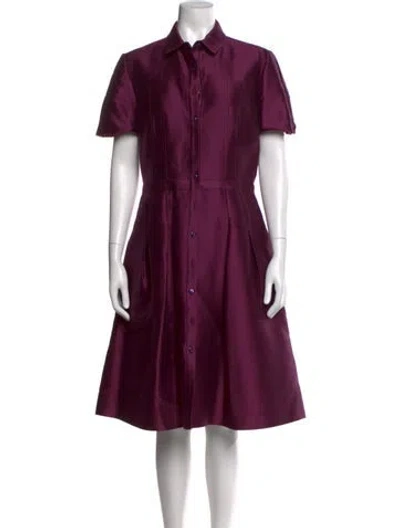 Pre-owned Carolina Herrera Silk Knee-length Dress In Purple