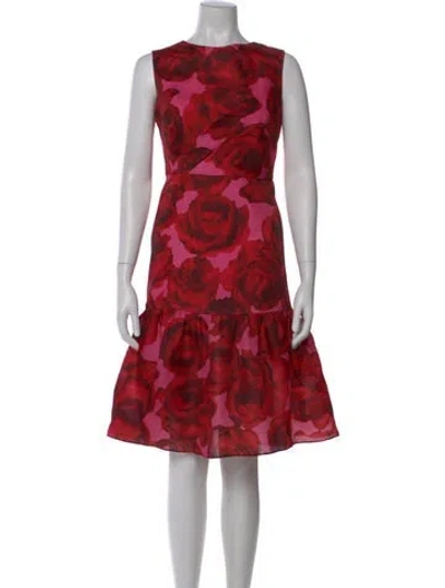 Pre-owned Carolina Herrera Silk Knee-length Dress In Red