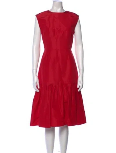 Pre-owned Carolina Herrera Silk Knee-length Dress In Red