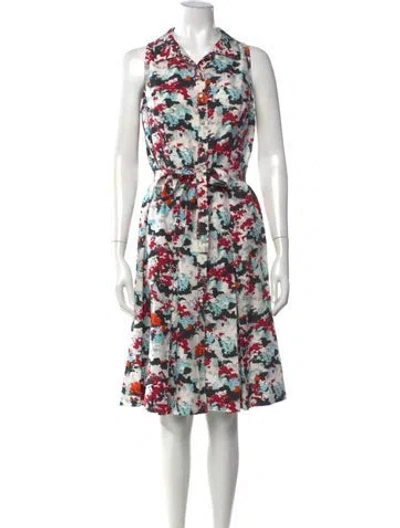 Pre-owned Carolina Herrera Silk Knee-length Dress In White