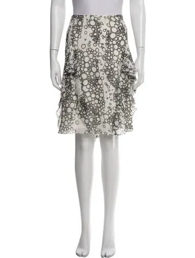 Pre-owned Carolina Herrera Silk Knee-length Skirt In White