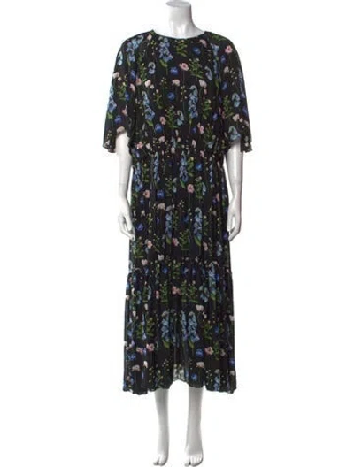 Pre-owned Carolina Herrera Silk Long Dress In Black