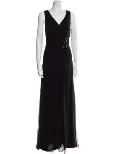 Pre-owned Carolina Herrera Silk Long Dress In Black