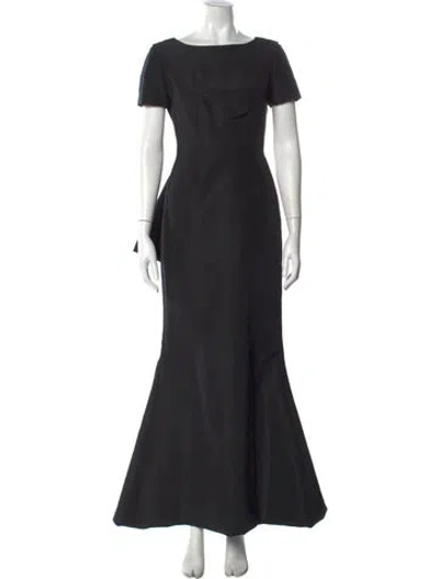 Pre-owned Carolina Herrera Silk Long Dress In Black