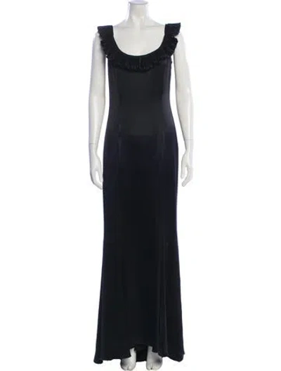 Pre-owned Carolina Herrera Silk Long Dress In Black