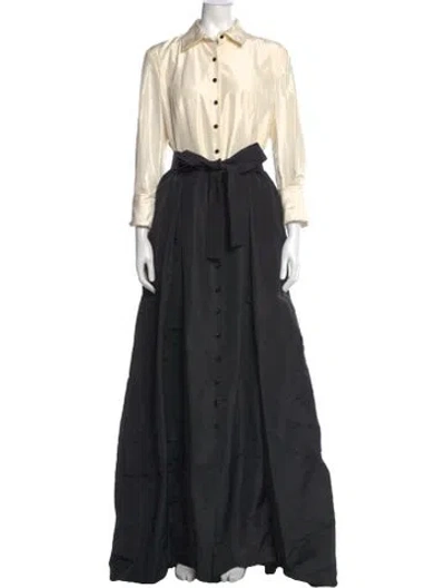 Pre-owned Carolina Herrera Silk Long Dress In Black
