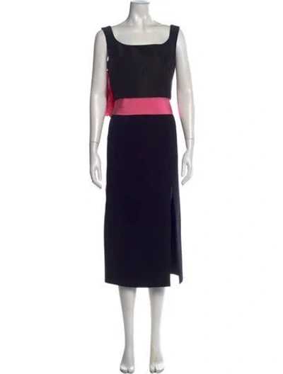 Pre-owned Carolina Herrera Silk Long Dress In Black