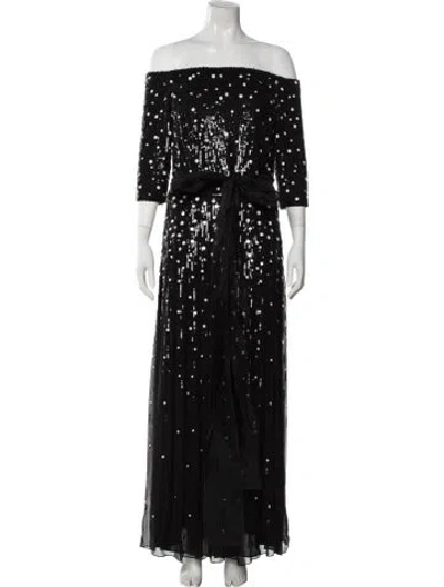 Pre-owned Carolina Herrera Silk Long Dress In Black