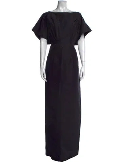 Pre-owned Carolina Herrera Silk Long Dress In Black