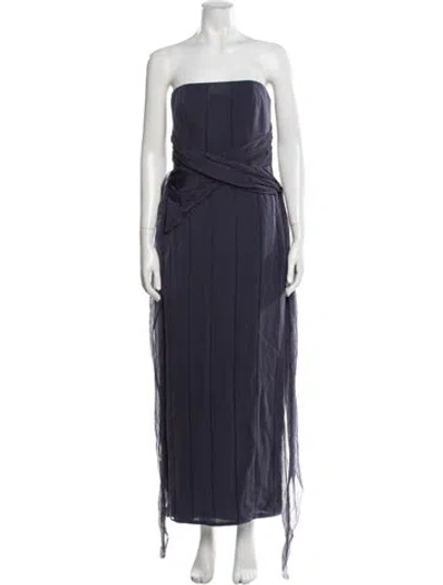 Pre-owned Carolina Herrera Silk Long Dress In Blue