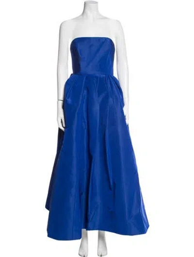 Pre-owned Carolina Herrera Silk Long Dress In Blue