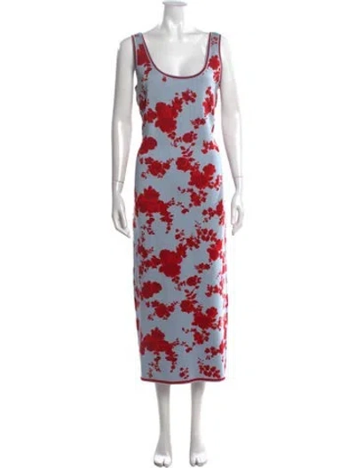 Pre-owned Carolina Herrera Silk Long Dress In Blue