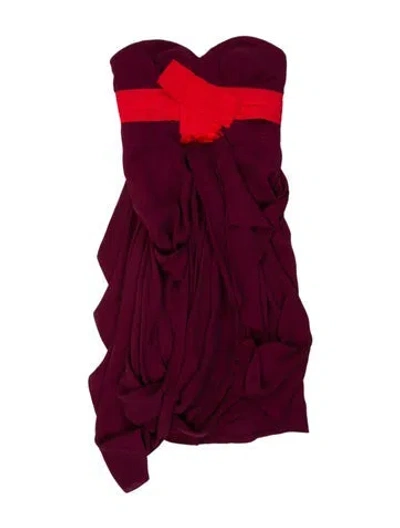 Pre-owned Carolina Herrera Silk Long Dress In Burgundy