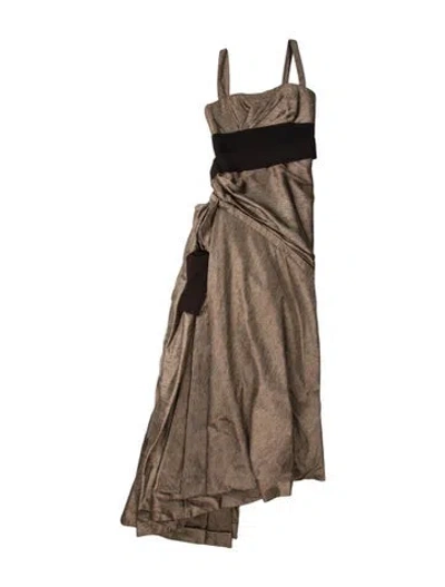 Pre-owned Carolina Herrera Silk Long Dress In Gray