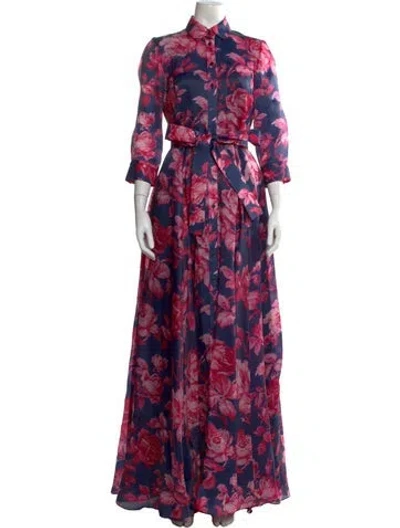 Pre-owned Carolina Herrera Silk Long Dress In Multi