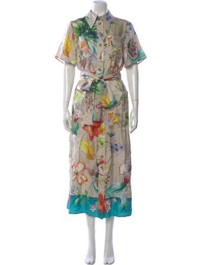 Pre-owned Carolina Herrera Silk Long Dress In Neutral