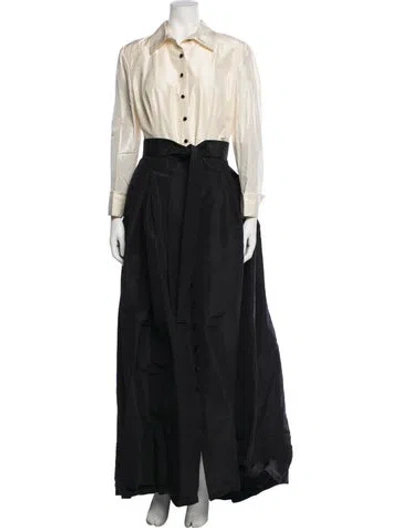 Pre-owned Carolina Herrera Silk Long Dress In Neutrals