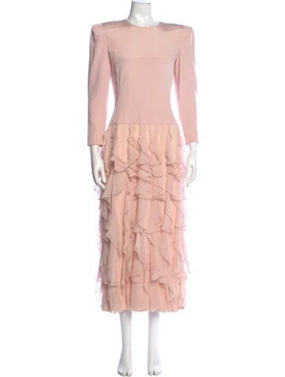 Pre-owned Carolina Herrera Silk Long Dress In Pink