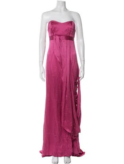 Pre-owned Carolina Herrera Silk Long Dress In Pink